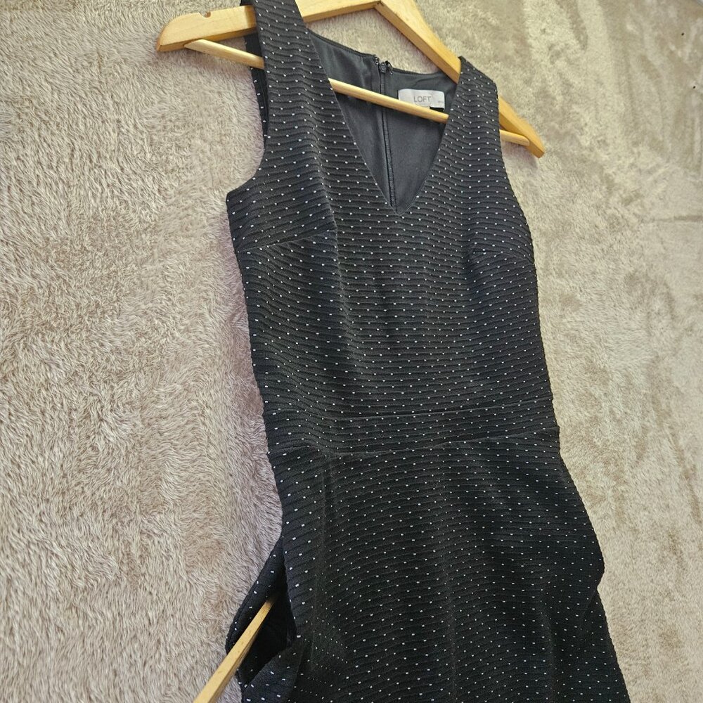 LOFT Black and White Polka Dot Sleeveless Dress Women's Size 0P Petite w/pockets - Picture 5 of 9